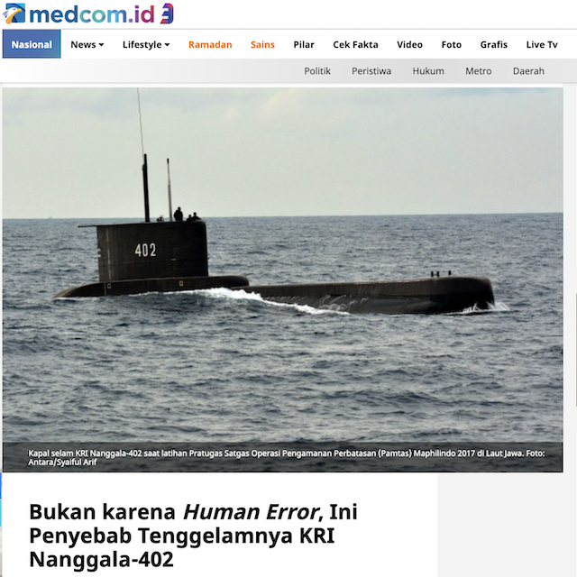 Penyebab kapal selam nanggala tenggelam